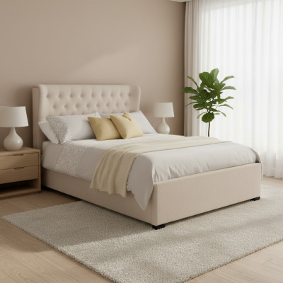 Chesterfield Design Revêtement Lit anglais Lit double Lits Beige 160/180x200