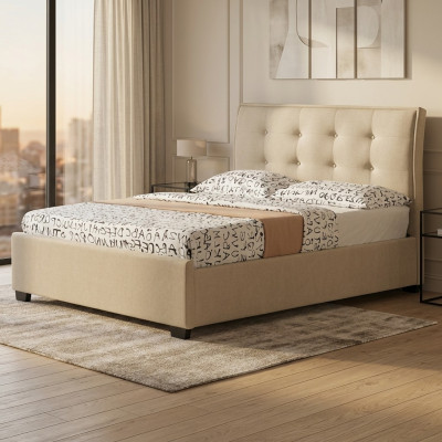 Chesterfield Design Rembourrage Lit Anglais Gris Lits 160/180x200 cm Lit Double