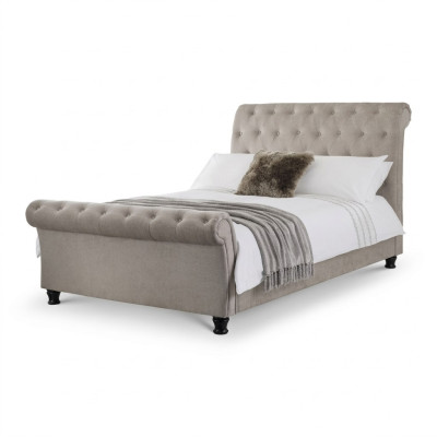 Chesterfield Design Upholstery English Bed Gray 160/180x200 Lit double Lits