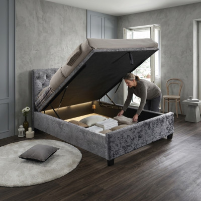 Chesterfield Lit Designer Chambre Textile Revêtement Cuir 140/160/180/200 cm