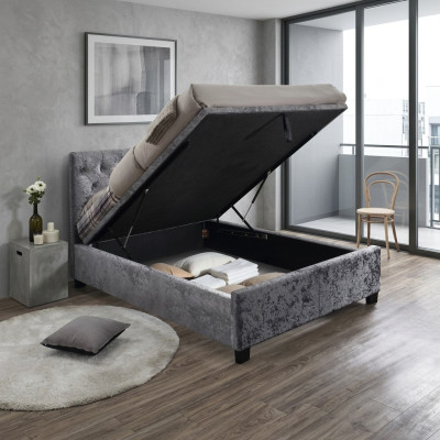 Chesterfield Lit Designer Chambre Textile Revêtement Cuir 140/160/180/200 cm