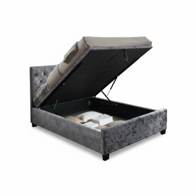 Chesterfield Lit Designer Chambre Textile Revêtement Cuir 140/160/180/200 cm