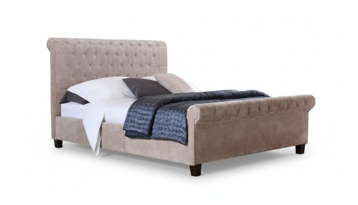 Lit en velours de design Chesterfield Luxe Textile Lit Chambre Double 160x200cm