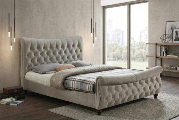 Canapé Chesterfield noir Chambre d'hôtel Lit double Rembourrage Mobilier de luxe