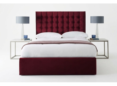 Tissu de velours de luxe rouge pour lit double design Chesterfield 160x200cm Lits neufs