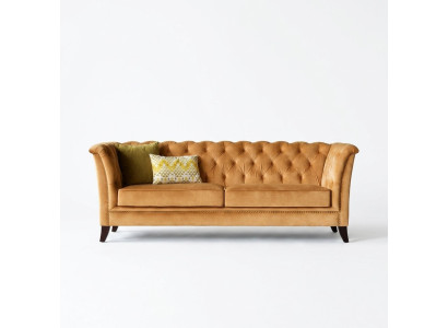 Canapé de luxe moderne Chesterfield 3 places de couleur orange pour salon