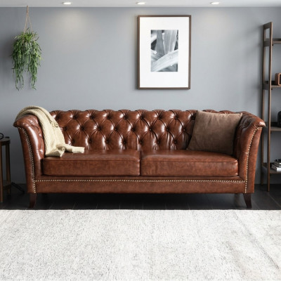 Canapé Chesterfield en cuir design, canapé de luxe, canapé classique 2 places, neuf