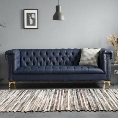 Mobilier de style anglais Chesterfield Canapé 3 places Rose Turkis 3 places Canapé bleu