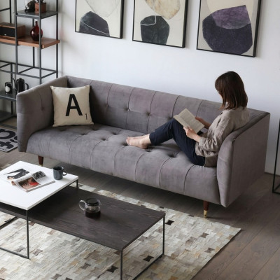 Moderne Chesterfield 3 places gris canapé de luxe pour salon