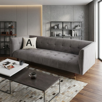 Moderne Chesterfield 3 places gris canapé de luxe pour salon