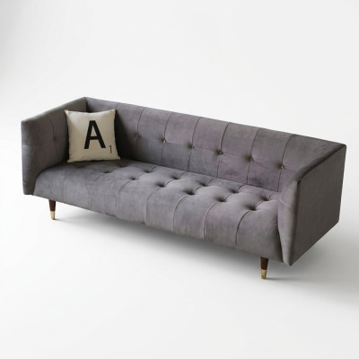 Moderne Chesterfield 3 places gris canapé de luxe pour salon