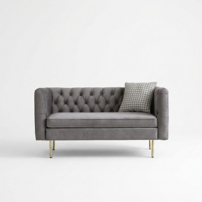 Canapé Chesterfield deux places style anglais, rose, turquoise, jaune, bleu.