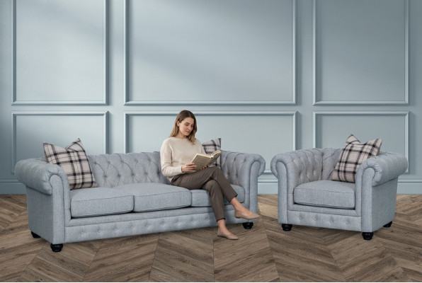 Canapé Chesterfield Ensemble Canapé Canapé Rembourrage 3+1 Places Canapé en Cuir Tissu Neuf