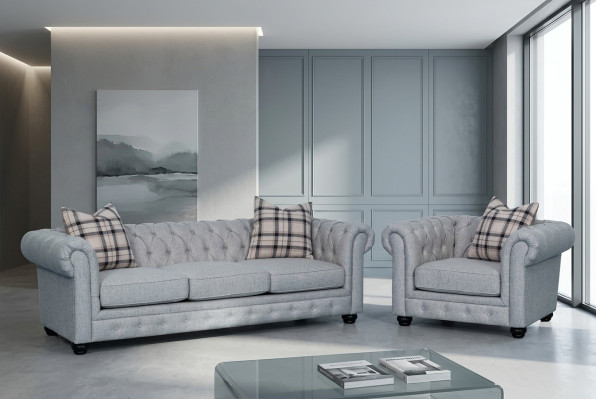 Canapé Chesterfield Ensemble Canapé Canapé Rembourrage 3+1 Places Canapé en Cuir Tissu Neuf