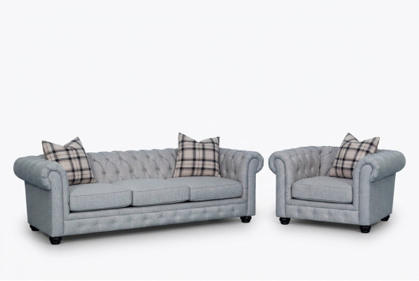 Canapé Chesterfield Ensemble Canapé Canapé Rembourrage 3+1 Places Canapé en Cuir Tissu Neuf