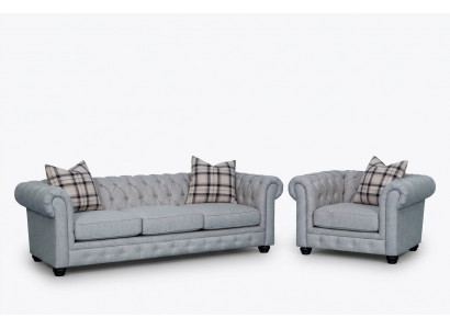 Canapé Chesterfield Ensemble Canapé Canapé Rembourrage 3+1 Places Canapé en Cuir Tissu Neuf