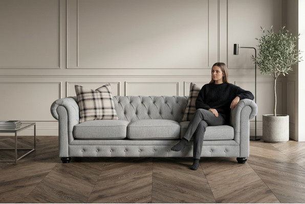 Canapé Chesterfield 3 places Sofa en tissu Canapé d'assise 3 places Neuf