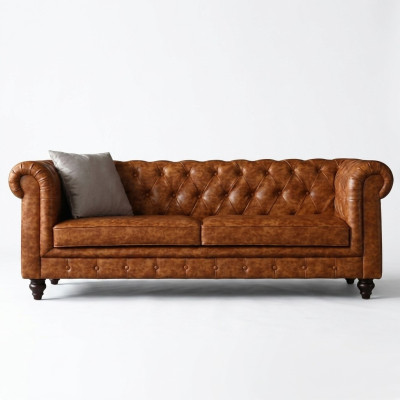 Canapé Chesterfield en cuir design rembourré, canapé luxueux, canapé classique 3 places, neuf.