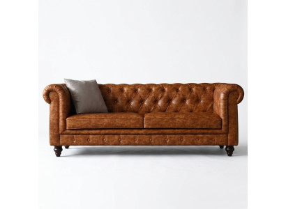 Canapé Chesterfield en cuir design rembourré, canapé luxueux, canapé classique 3 places, neuf.