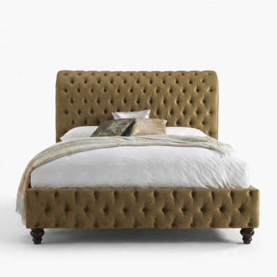 Tissu de velours de luxe en or Angleterre Lit Double Design Chesterfield 160x200cm Lits
