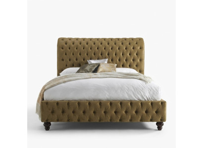 Tissu de velours de luxe en or Angleterre Lit Double Design Chesterfield 160x200cm Lits