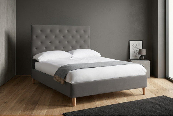 Conception de tapisserie de lit de luxe double de design de lit Gris Chesterfield Chambre de sommeil d'hôtel
