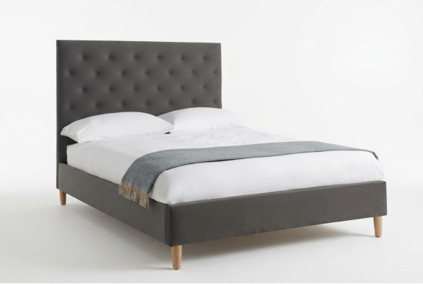 Conception de tapisserie de lit de luxe double de design de lit Gris Chesterfield Chambre de sommeil d'hôtel