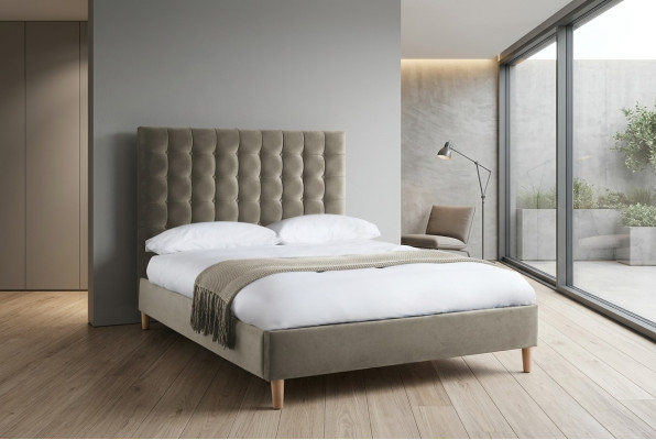 Lit double de luxe Chesterfield gris Lit rembourré Chambre à coucher Lit