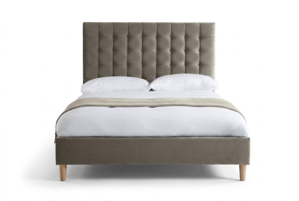 Lit double de luxe Chesterfield gris Lit rembourré Chambre à coucher Lit