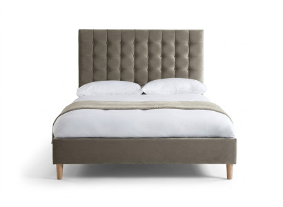 Lit double de luxe Chesterfield gris Lit rembourré Chambre à coucher Lit
