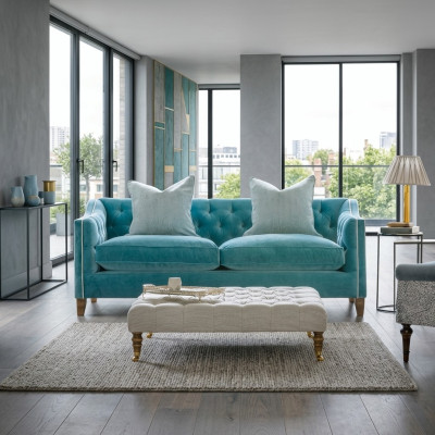 Canapé Chesterfield 2 places en tissu, canapé designer ensemble de canapés deux places.
