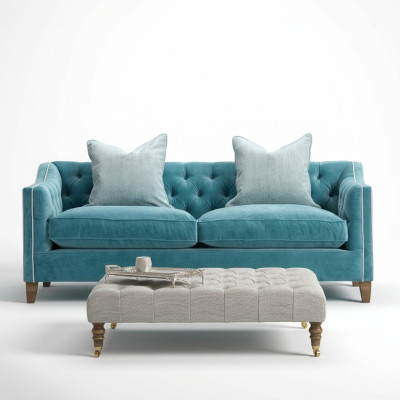 Canapé Chesterfield 2 places en tissu, canapé designer ensemble de canapés deux places.