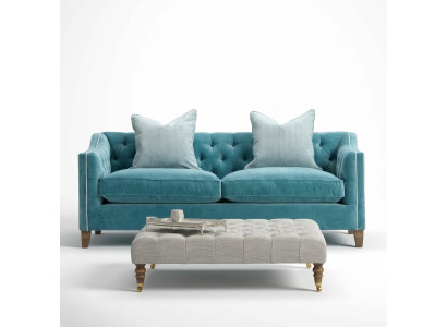 Canapé Chesterfield 2 places en tissu, canapé designer ensemble de canapés deux places.