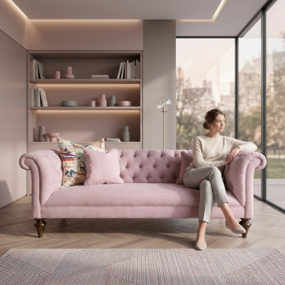 Chesterfield Textile Canapé Design Sofa de Luxe Canapé Classique 3 Places Neuf