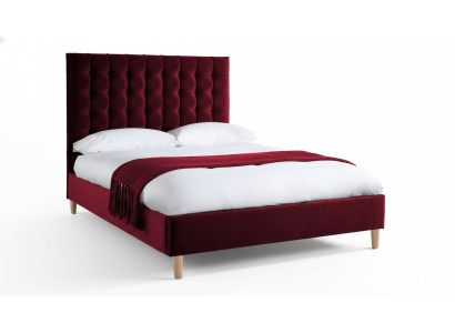 Tissu de velours rouge de luxe Lit Double Design Chesterfield Lits classiques nouveau