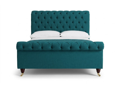 Lit double Chesterfield turquoise, lits rembourrés de chambre à coucher de designer