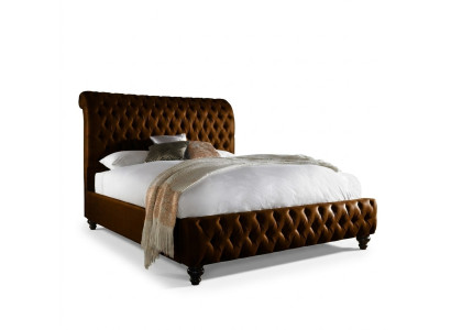 Concepteur lit rembourré Chesterfield marron Chambre de luxe Lit double