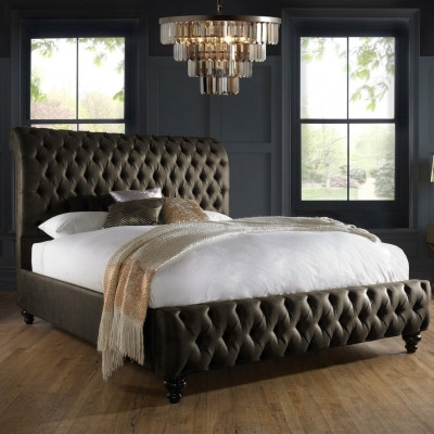 Chesterfield Textil Bett Schlafzimmer Betten Doppel Polsterung 140/160/180/200 cm