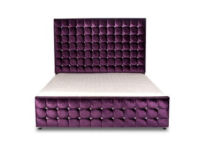 Textile de velours de luxe violet Lits doubles Chesterfield avec des pierres de cristal nouveau