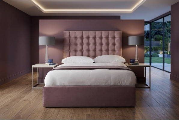Lit double Chesterfield rose de designer Lit de chambre à coucher de designer