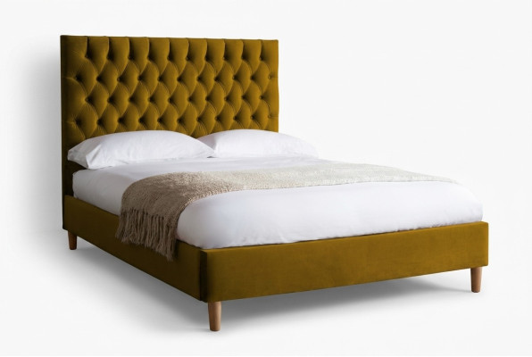 Chesterfield Design Upholstery English 140/160/180x200 Beds Double bed Jaune