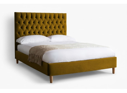 Chesterfield Design Upholstery English 140/160/180x200 Beds Double bed Jaune