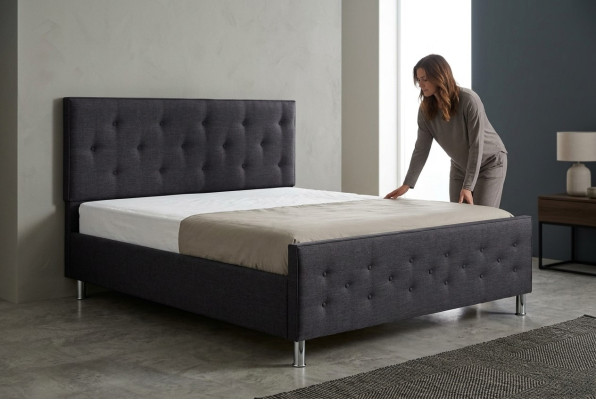Chesterfield Bett Lit rembourré Lit double Lits Grand XXL Lit de designer de luxe Neuf