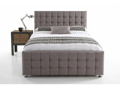 Lit double Chesterfield gris anglais, lits de chambre à coucher de designer