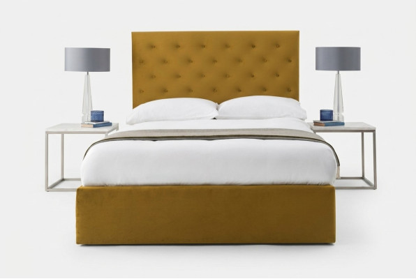 Lit Chesterfield anglais Designer Cadres de lits en tissu textile or