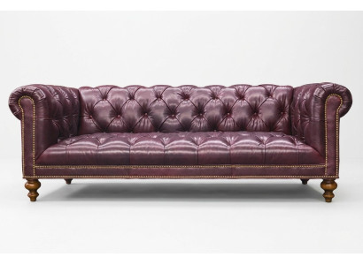 Canapé en cuir Chesterfield marron 3 places, canapé rembourré en cuir.