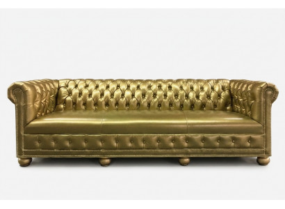 Canapé 4 places Chesterfield en cuir de suite en tissu d'ameublement en or nouveau