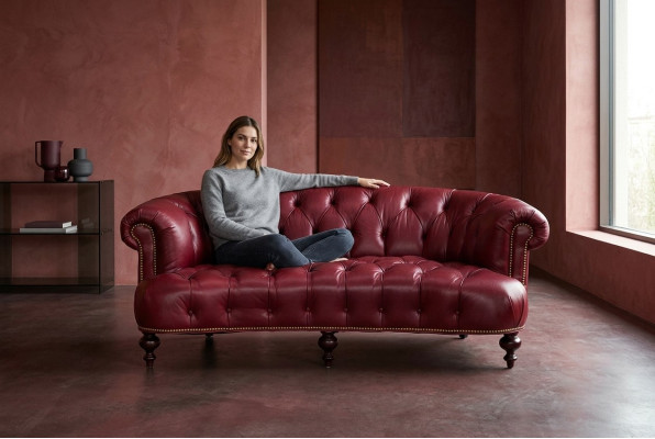 Designer Chesterfield canapé trois places canapé rose design de luxe