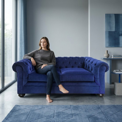 Canapé Chesterfield de luxe en cuir pour siège rembourré Ensemble de sièges 2+1 Canapés nouveau