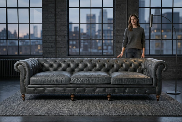 Chesterfield Ensemble de canapé canapé 3 places Canapé Cuir Upholstery 3 places Canapé en cuir